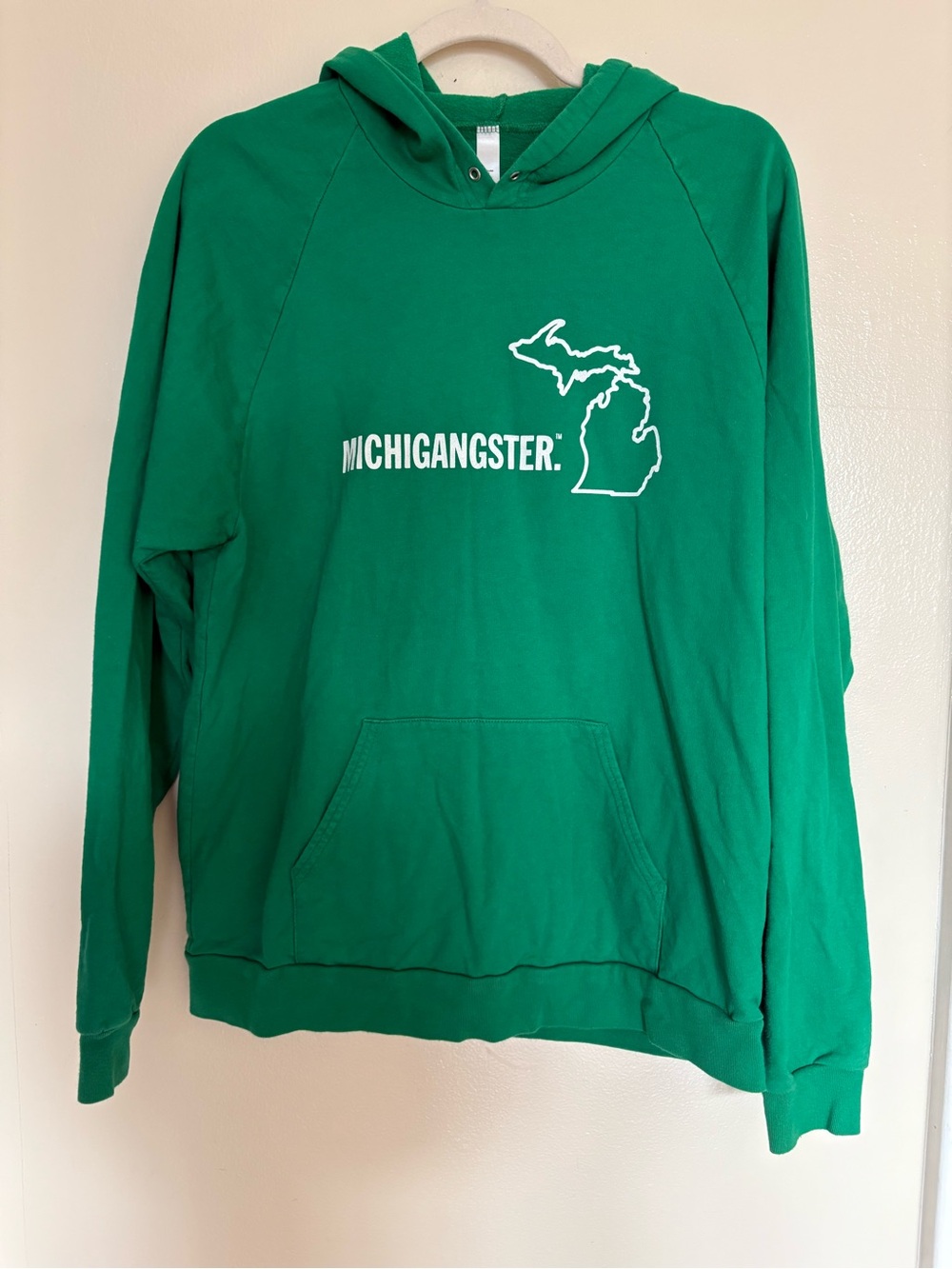 American Apparel Michigan Awesome Kelly Green Fleece Hoodie with Front Pocket